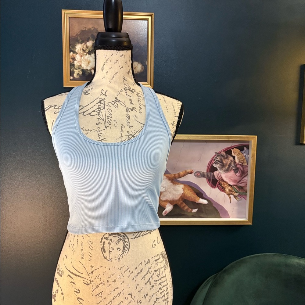 Light Blue Ribbed Tank Top - Picture 2 of 3